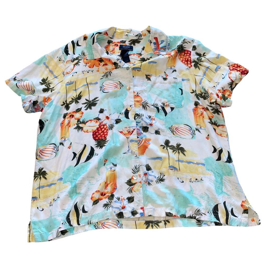 Crazy Horse Hawaiian Shirt XL Tropical Pineapple Floral Beach Cruise